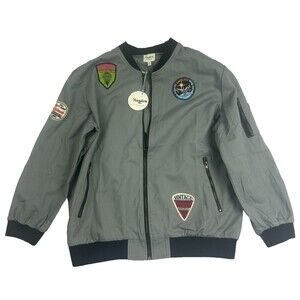 Hayden Bomber Jacket Patch Military Style Zip Up Gray Women’s Medium NWT